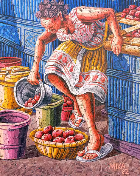 Painting by Mika-Obanda Out of Africa II Art Exhibition Almasi Art Agency December 2023