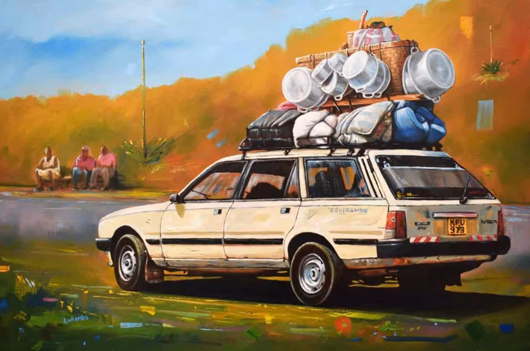 Kenyan Artist Zeph Lukamba is exhibited at Almasi Art Agency's Gallery in Diani Beach Kenya