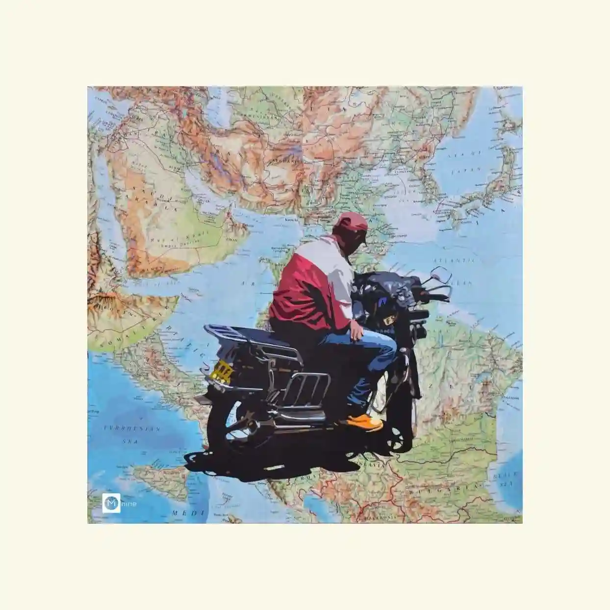 An original paper collage artwork by Kenyan artist Derrick Munene represented and exhibited by Almasi Art Agency Gallery in Diani Beach