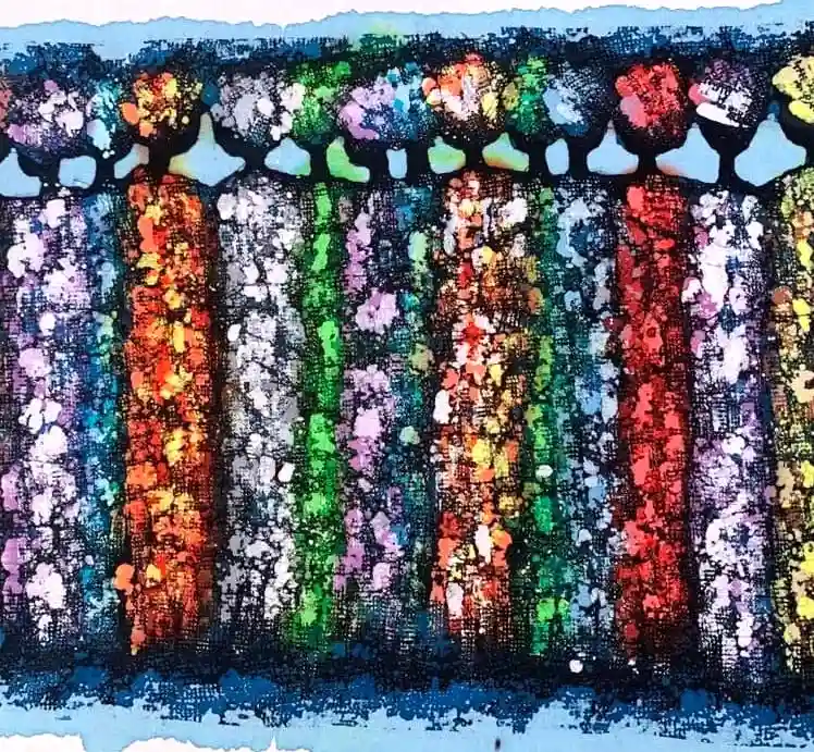 Batik artwork by Congolese artist Dominic Lukandwa represented and exhibited by Almasi Art Agency Gallery in Diani Beach