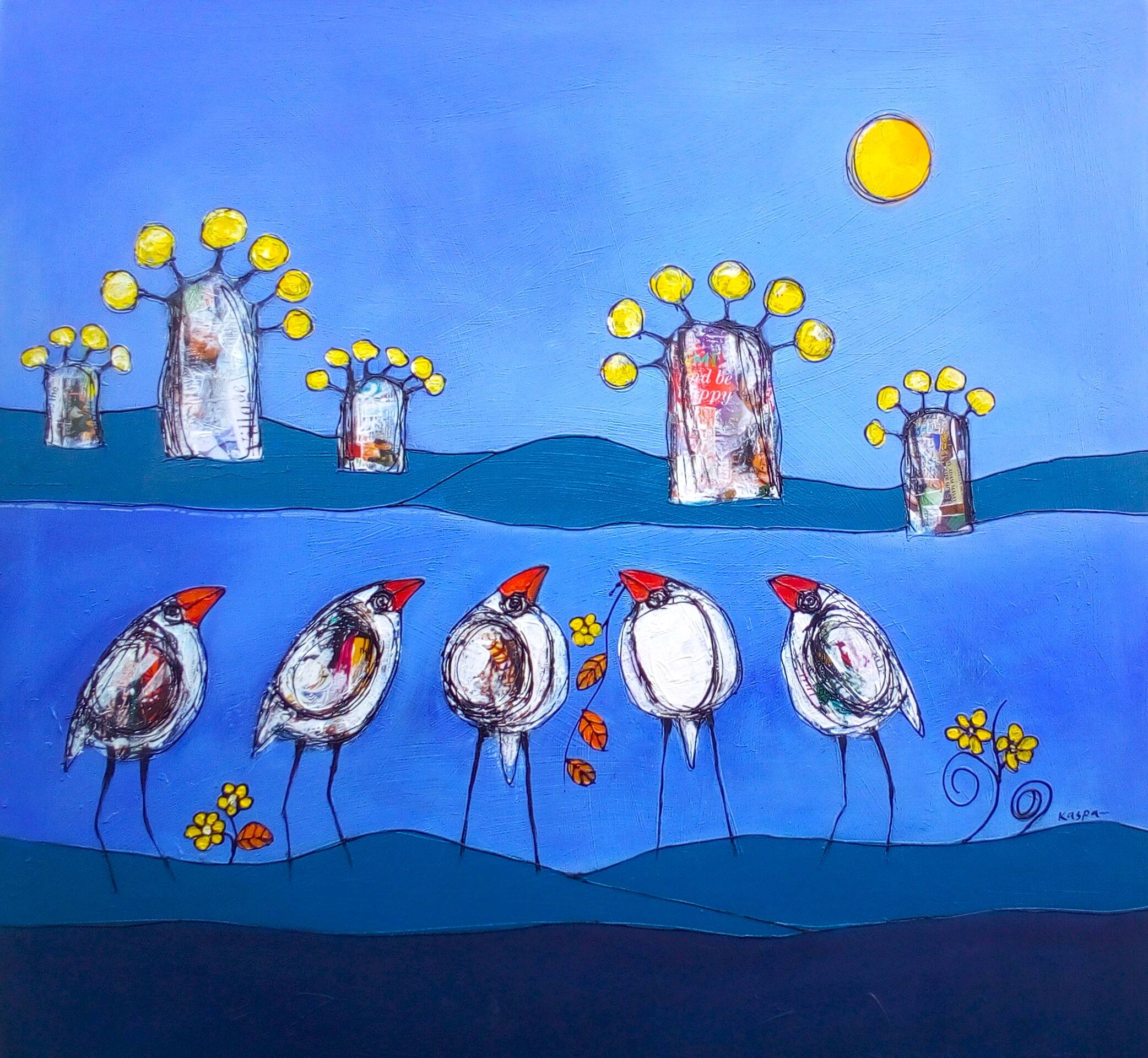 Art titled "Rising Sun" by Ugandan Artist Paul Kasambeko exhibited at Almasi Art Agency Art Gallery Diani Beach