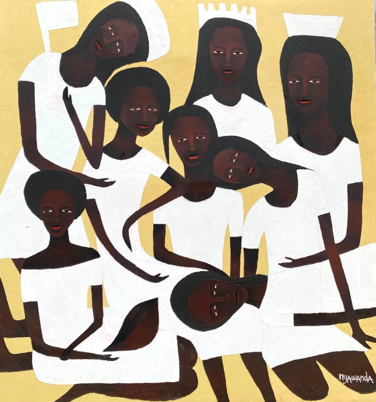 Unspoken Bonds Acrylic Impasto on Canvas │ 86cm x 105cm by painting artist Kamau Kariuki