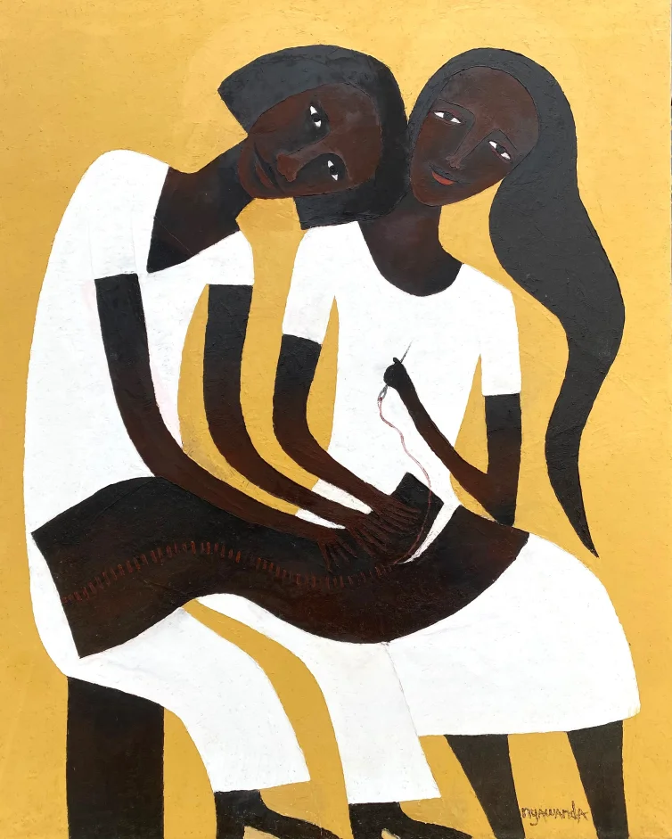 Portrait Of Adornment Acrylic Impasto on Canvas by Kamau Kariuki